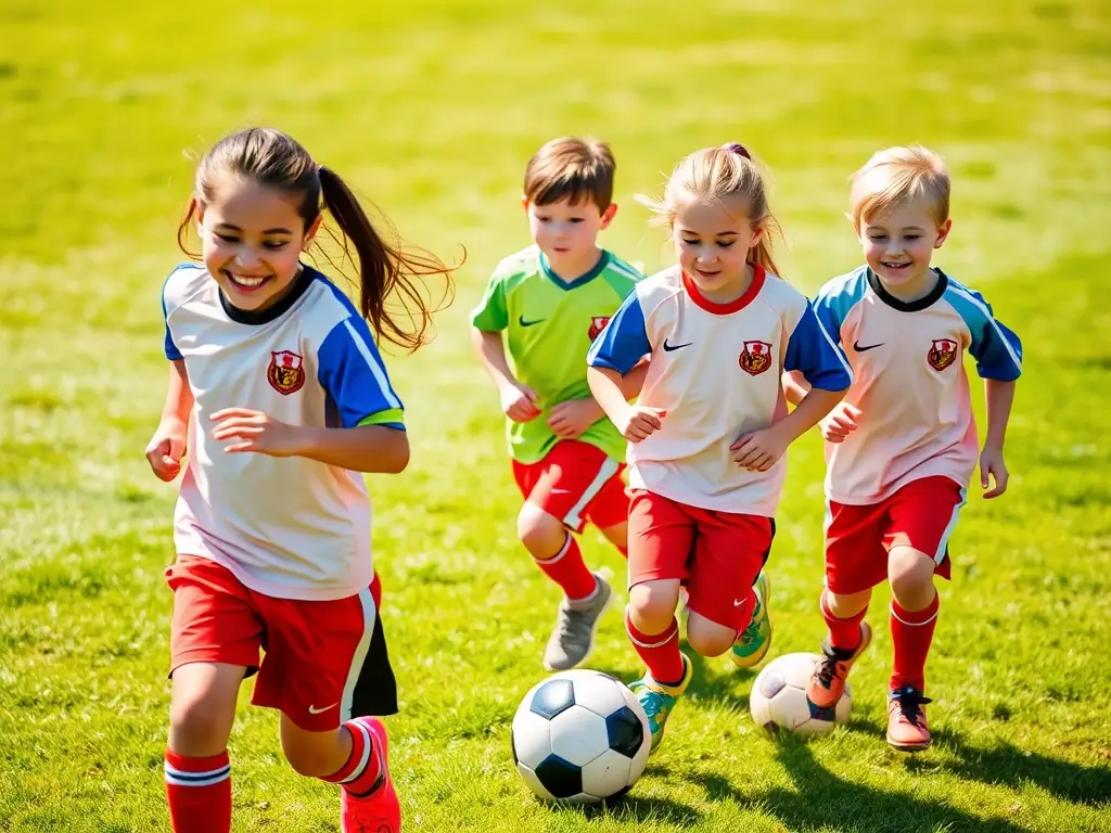 An inspiring image of children participating in a soccer clinic, emphasizing the importance of youth sports and skill development at VOLC'UP.
