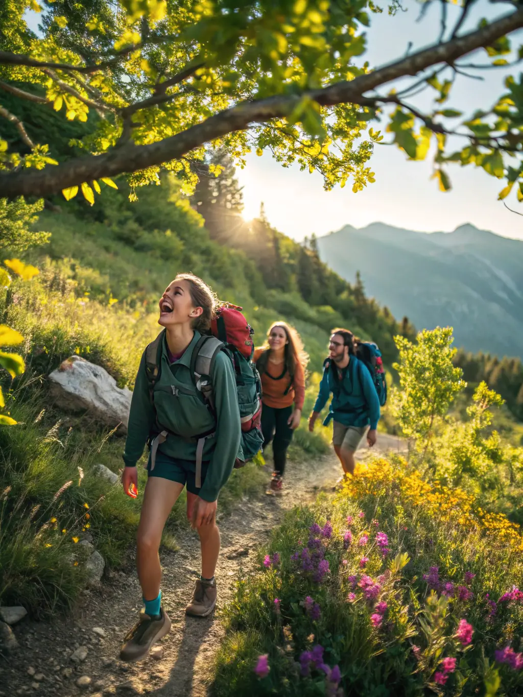 A group of people hiking in a scenic natural setting, showcasing outdoor recreational activities and exploration.